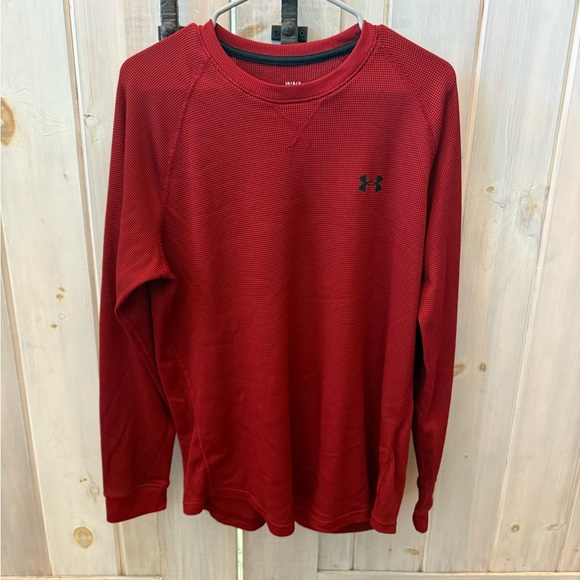 Under Armour Men's waffle Red Long Sleeve Shirt - Picture 1 of 3